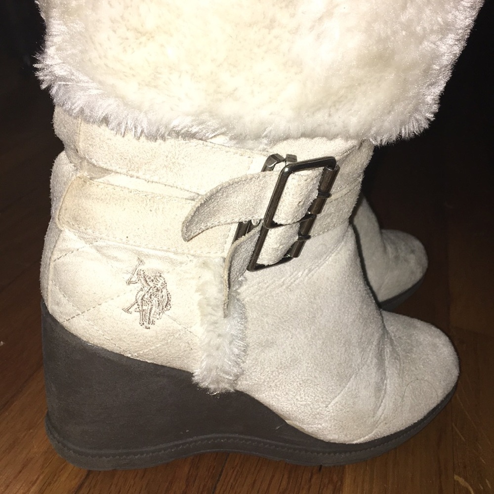 Polo Ralph Lauren winter wedged heel buckle boots